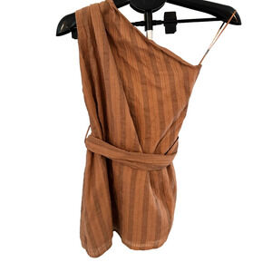 NWT ZARA BROWN ASYMMETRIC WRAP TIE TOP WITH SEA SHELL DETAILS